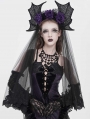 Black Gothic Batwing Rose Mesh Headband Veil