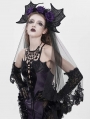 Black Gothic Batwing Rose Mesh Headband Veil