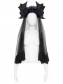 Black Gothic Batwing Rose Mesh Headband Veil