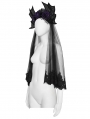 Black Gothic Batwing Rose Mesh Headband Veil