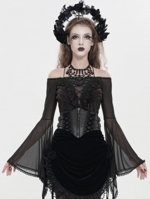 Black Gothic Buckled Pattern Leather Girdle