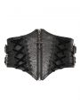 Black Gothic Buckled Pattern Leather Girdle