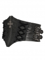 Black Gothic Buckled Pattern Leather Girdle