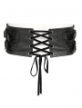 Black Gothic Buckled Pattern Leather Girdle