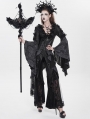 Black Gothic Retro Cross Beaded Chain Feather Scepter