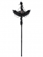 Black Gothic Retro Cross Beaded Chain Feather Scepter