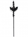 Black Gothic Retro Cross Beaded Chain Feather Scepter