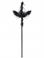 Black Gothic Retro Cross Beaded Chain Feather Scepter