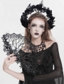 Black Gothic Vintage Branch Floral Lace Fan