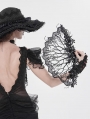 Black Gothic Vintage Branch Floral Lace Fan