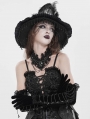 Black Gothic Retro Lace Appliqued Velvet Gloves