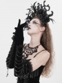Black Gothic Retro Lace Appliqued Velvet Gloves