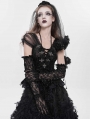 Black Gothic Retro Floral Mesh Sheer Lace Gloves