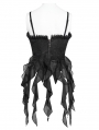 Black Vintage Gothic Lace Trim Ruffle Tassel Corset Top