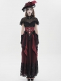 Black and Red Retro Gothic Cross Bat Corset with Tulle Skirt