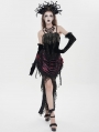 Black Retro Gothic Floral Beaded Tassel Velvet Corset Top