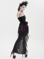 Black Retro Gothic Floral Beaded Tassel Velvet Corset Top