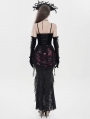 Black Retro Gothic Floral Beaded Tassel Velvet Corset Top