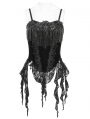 Black Retro Gothic Floral Beaded Tassel Velvet Corset Top