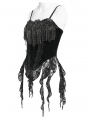 Black Retro Gothic Floral Beaded Tassel Velvet Corset Top