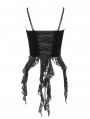 Black Retro Gothic Floral Beaded Tassel Velvet Corset Top
