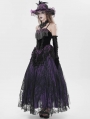 Black and Purple Retro Gothic Floral Beaded Tassel Velvet Corset Top