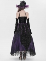 Black and Purple Retro Gothic Floral Beaded Tassel Velvet Corset Top