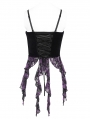 Black and Purple Retro Gothic Floral Beaded Tassel Velvet Corset Top