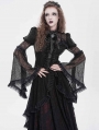 Black Vintage Gothic Flared Long Sleeve Frilly Shirt for Women