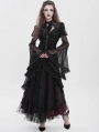 Black Vintage Gothic Flared Long Sleeve Frilly Shirt for Women