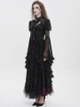 Black Vintage Gothic Flared Long Sleeve Frilly Shirt for Women