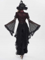 Black and Red Vintage Gothic Flared Long Sleeve Frilly Shirt for Women