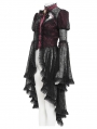Black and Red Vintage Gothic Flared Long Sleeve Frilly Shirt for Women