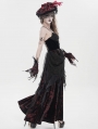 Black and Red Vintage Gothic Sexy Strappy Backless Velvet Long Party Dress
