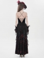 Black and Red Vintage Gothic Sexy Strappy Backless Velvet Long Party Dress