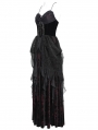 Black and Red Vintage Gothic Sexy Strappy Backless Velvet Long Party Dress