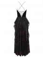 Black and Red Vintage Gothic Sexy Strappy Backless Velvet Long Party Dress