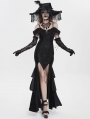 Black Gothic Sexy Off-the-Shoulder Velvet Slit Fishtail Dress