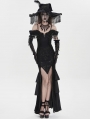 Black Gothic Sexy Off-the-Shoulder Velvet Slit Fishtail Dress