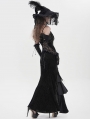 Black Gothic Sexy Off-the-Shoulder Velvet Slit Fishtail Dress