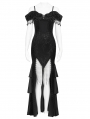 Black Gothic Sexy Off-the-Shoulder Velvet Slit Fishtail Dress
