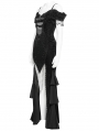 Black Gothic Sexy Off-the-Shoulder Velvet Slit Fishtail Dress