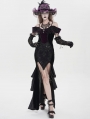 Black and Purple Gothic Sexy Off-the-Shoulder Velvet Slit Fishtail Dress