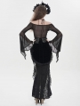 Black Gothic Rose Mesh Velvet High-Low Fishtail Skirt