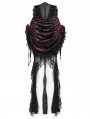 Black and Red Gothic Rose Mesh Velvet High-Low Fishtail Skirt
