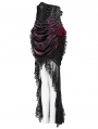 Black and Red Gothic Rose Mesh Velvet High-Low Fishtail Skirt