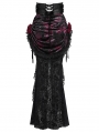 Black and Red Gothic Rose Mesh Velvet High-Low Fishtail Skirt