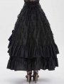 Black Gothic Rose High Waist Layered Ruffle Maxi Skirt