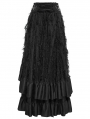Black Gothic Rose High Waist Layered Ruffle Maxi Skirt