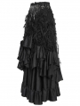 Black Gothic Rose High Waist Layered Ruffle Maxi Skirt